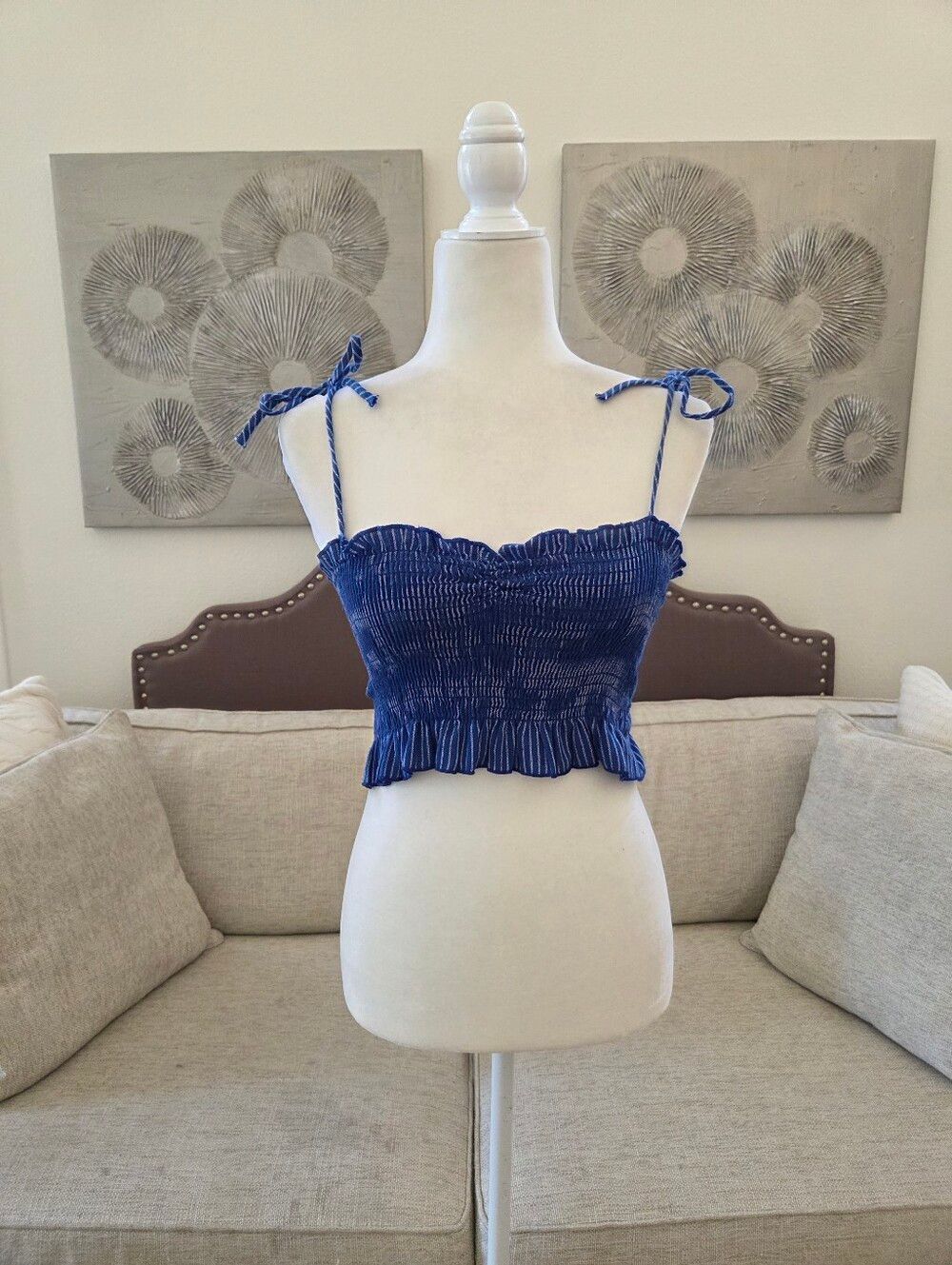 Emory Park Smocked Tank Top Cropped Camisole Sz Sm